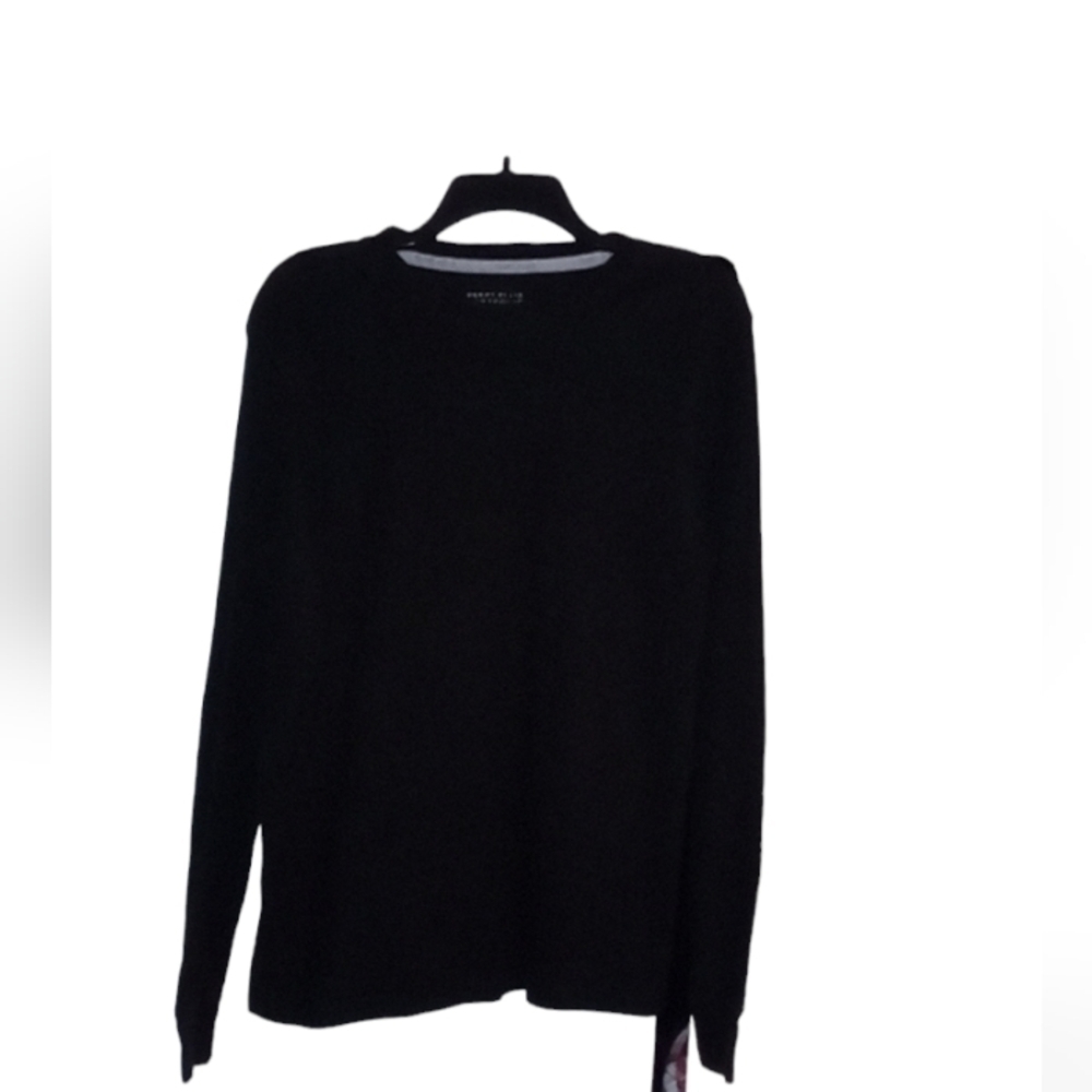 Perry Ellis waffle knit black long sleeve shirt